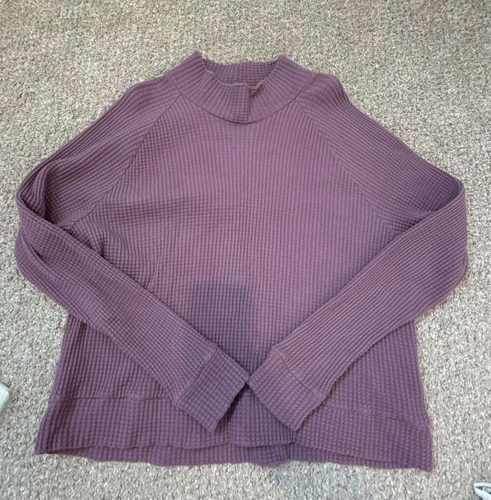 The North Face Women's Waffle Knit Mock Neck Long Sleeve Top Purple Size L